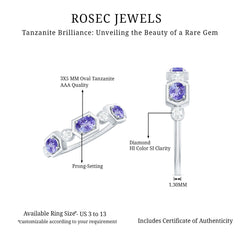 Real Tanzanite and Diamond Half Eternity Ring