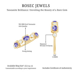 Real Tanzanite and Diamond Half Eternity Ring