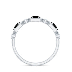 Real Black Spinel Diamond Half Eternity Ring in East West Style