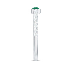 Natural Pear Shape Emerald Diamond Promise Ring in Bezel Setting