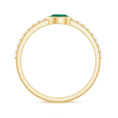 Natural Pear Shape Emerald Diamond Promise Ring in Bezel Setting