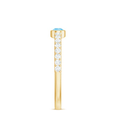 Pear Cut Aquamarine Promise Ring with Diamond