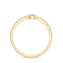 Pear Cut Aquamarine Promise Ring with Diamond