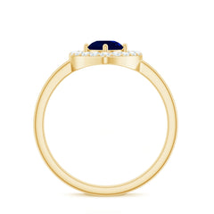 Real Blue Sapphire and Diamond Heart Engagement Ring