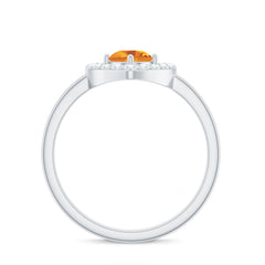 Genuine Citrine Diamond Heart Engagement Ring with Certificate