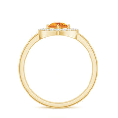Genuine Citrine Diamond Heart Engagement Ring with Certificate