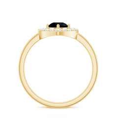 Genuine Black Onyx and Diamond Heart Engagement Ring
