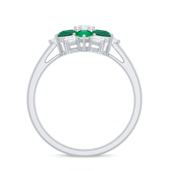 Genuine Emerald and Diamond Nature Inspired Statement Ring