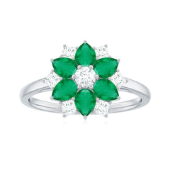 Genuine Emerald and Diamond Nature Inspired Statement Ring