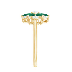 Genuine Emerald and Diamond Nature Inspired Statement Ring