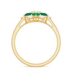 Genuine Emerald and Diamond Nature Inspired Statement Ring