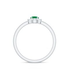Natural Emerald Promise Ring with Diamond Halo