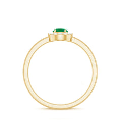 Natural Emerald Promise Ring with Diamond Halo