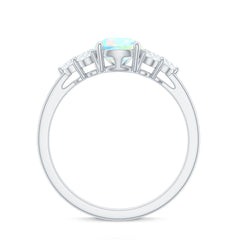 Natural 8X10mm Ethiopian Opal Pear Shaped Engagement Ring with Diamond Trio