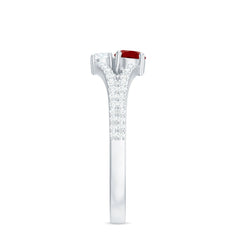 Certified Lab Grown Ruby Diamond 2 Stone Promise Ring with Split Shank