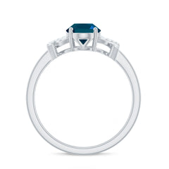 6X8mm Oval Cut London Blue Topaz Solitaire Engagement Ring with Split Shank