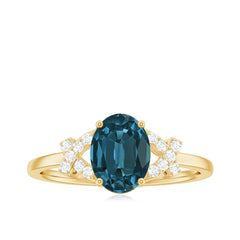 6X8mm Oval Cut London Blue Topaz Solitaire Engagement Ring with Split Shank