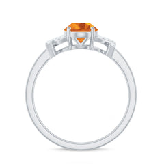 Natural 6X8mm Citrine Oval Engagement Ring with Diamond