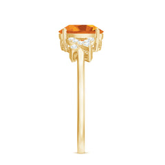 Natural 6X8mm Citrine Oval Engagement Ring with Diamond