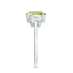 Real 1 Carat Peridot Oval Engagement Ring with Diamond Split Shank