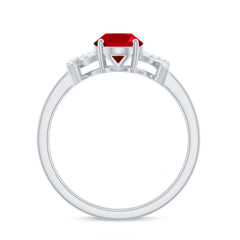 Certified 1.5 Carat Lab Grown Ruby Oval Engagement Ring with Diamond Split Shank