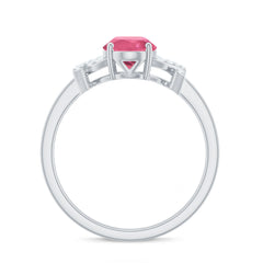 Split Shank Oval Pink Tourmaline and Diamond Solitaire Engagement Ring