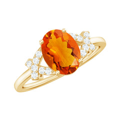 1 Carat Oval Fire Opal and Diamond Engagement Ring with Split Shank