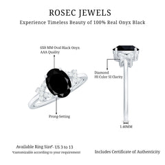 Solitaire Black Onyx Oval Engagement Ring in Split Shank