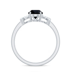 Solitaire Black Onyx Oval Engagement Ring in Split Shank