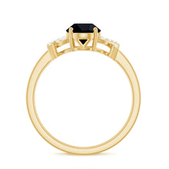 Solitaire Black Onyx Oval Engagement Ring in Split Shank