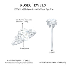 Certified Moissanite Oval Engagement Ring in Split Shank