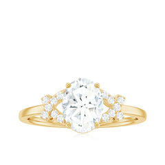 Certified Moissanite Oval Engagement Ring in Split Shank