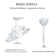 Oval Zircon Solitaire Split Shank Ring