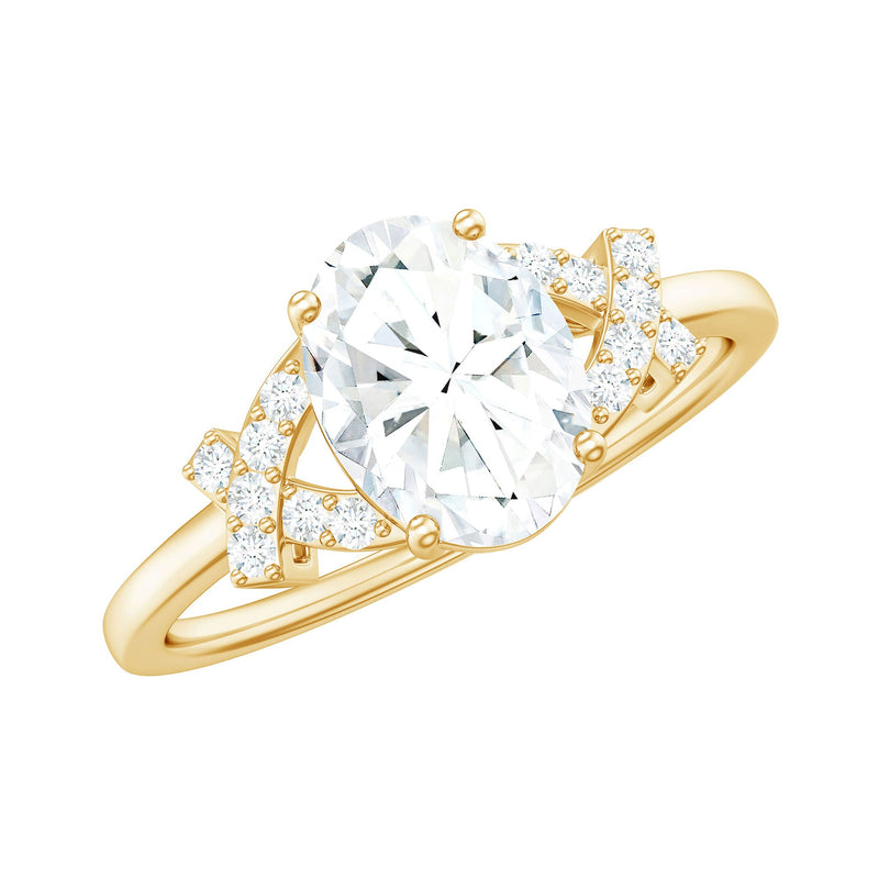 Oval Zircon Solitaire Split Shank Ring