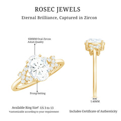 Oval Zircon Solitaire Split Shank Ring