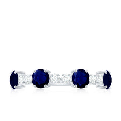 Real Blue Sapphire and Diamond Eternity Ring