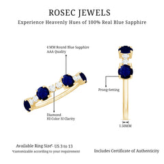 Real Blue Sapphire and Diamond Eternity Ring