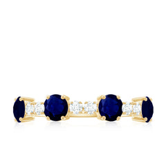Real Blue Sapphire and Diamond Eternity Ring