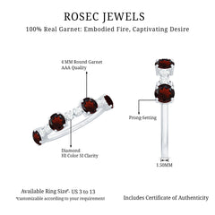 Genuine Garnet Half Eternity Ring with Diamond