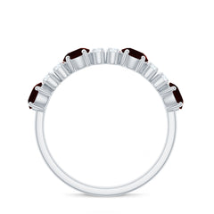 Genuine Garnet Half Eternity Ring with Diamond