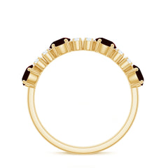 Genuine Garnet Half Eternity Ring with Diamond