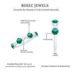 Certified Lab Grown Emerald Diamond Half Eternity Ring in Prong Set