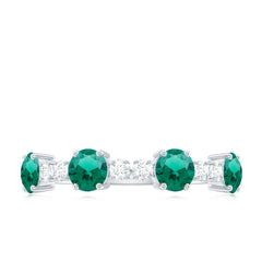 Certified Lab Grown Emerald Diamond Half Eternity Ring in Prong Set