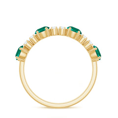 Certified Lab Grown Emerald Diamond Half Eternity Ring in Prong Set