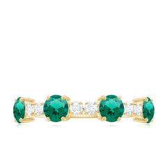 Certified Lab Grown Emerald Diamond Half Eternity Ring in Prong Set
