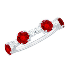 Certified Lab Grown Ruby Half Eternity Ring with Diamond
