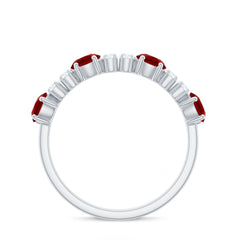 Certified Lab Grown Ruby Half Eternity Ring with Diamond