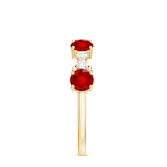 Certified Lab Grown Ruby Half Eternity Ring with Diamond
