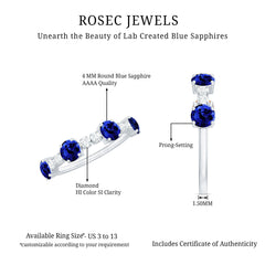 Certified Lab Grown Blue Sapphire Half Eternity Anniversary Ring with Diamond