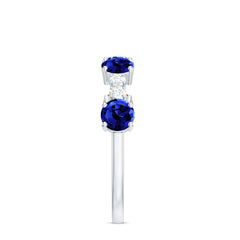 Certified Lab Grown Blue Sapphire Half Eternity Anniversary Ring with Diamond